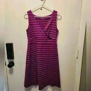 Eddie Bauer  womans striped v neck a line dress in M